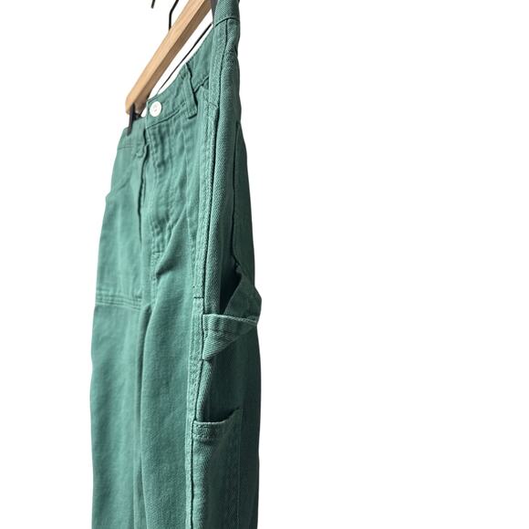Divided H&M Size 6 Green Carpenter Cargo Pants Straight Leg High Rise Cotton - Picture 3 of 6